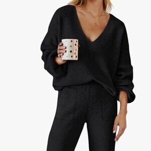 Merokeety Classic Black Sweater & Matching Pants